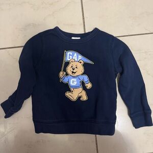 GAP Kids Navy Sweatshirt with Bear Holding Flag